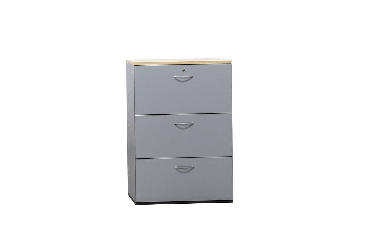 Hängeregistraturschrank / Samas / Abdeckplatte ahorn / silbergrau / 3 Auszüge / 80 cm