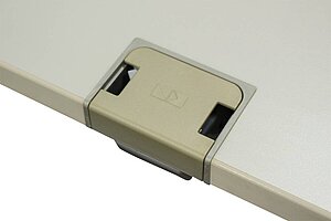 Steh-Sitz-Schreibtisch / König & Neurath 'TALO.S' / Memory-Display / weiß / 80 x 80