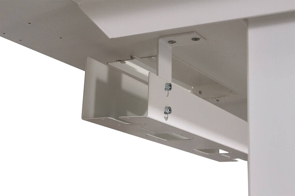 Schreibtisch / Narbutas 'T-Easy' / 120 x 80 cm / weiß / eckige Kabelklappe oben links