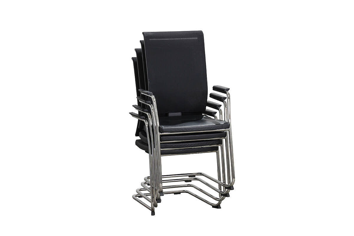 Freischwinger / bejot / Netzrücken / Sitz Kunstleder / schwarz / stapelbar