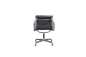 Konferenzstuhl / vitra 'Aluminium Chair EA 208' / Soft Pad / Leder asphalt
