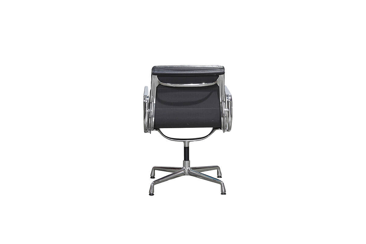 Konferenzstuhl / vitra 'Aluminium Chair EA 208' / Soft Pad / Leder asphalt