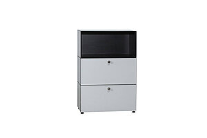 Sideboard / Dobergo 'CUBICO' / Korpus weiß / Innen schwarz / 2 Klappen / 80 cm