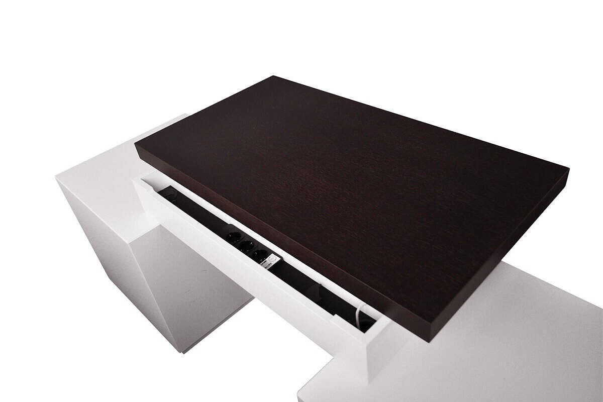 Stauraumelement / Standcontainer / Walter Knoll 'Headoffice Mono' / weiß / Verbindungsplatte eiche gebeizt