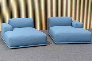 Neuwertig / MUUTO 'Connect' / Schlafcouch / Stoff Remix / Farbe 743 blau