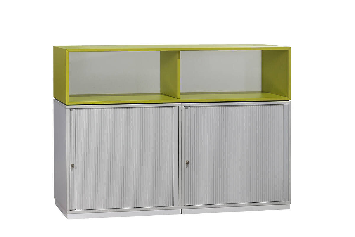 Doppel-Sideboard / Ophelis Pfalzmöbel / weiß / Querrolllade - Sockel weiß