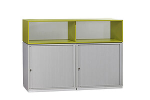 Doppel-Sideboard / Ophelis Pfalzmöbel / weiß / Querrolllade - Sockel weiß