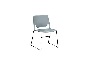 Besucherstuhl / Haworth 'Very' / Kunststoffschale / blaugrau / Kufengestell schwarz