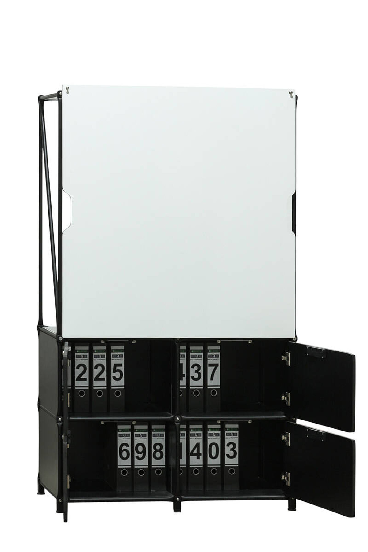 Stauraummöbel / System 180 / schwarz / 2 Ordnerhöhen / Whiteboard
