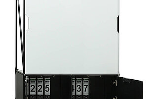 Stauraummöbel / System 180 / schwarz / 2 Ordnerhöhen / Whiteboard