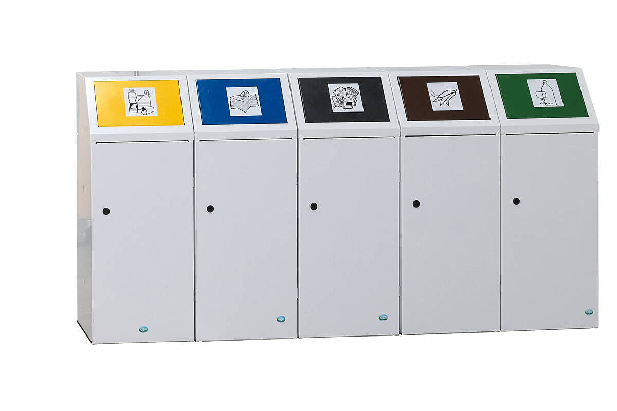 Mülltrennsystem / Wertstoffsammler / VAR Sorting 'WSG 69' / 5 x 90L / Stahlblech verzinkt / weiß