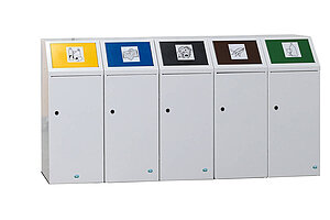 Mülltrennsystem / Wertstoffsammler / VAR Sorting 'WSG 69' / 5 x 90L / Stahlblech verzinkt / weiß