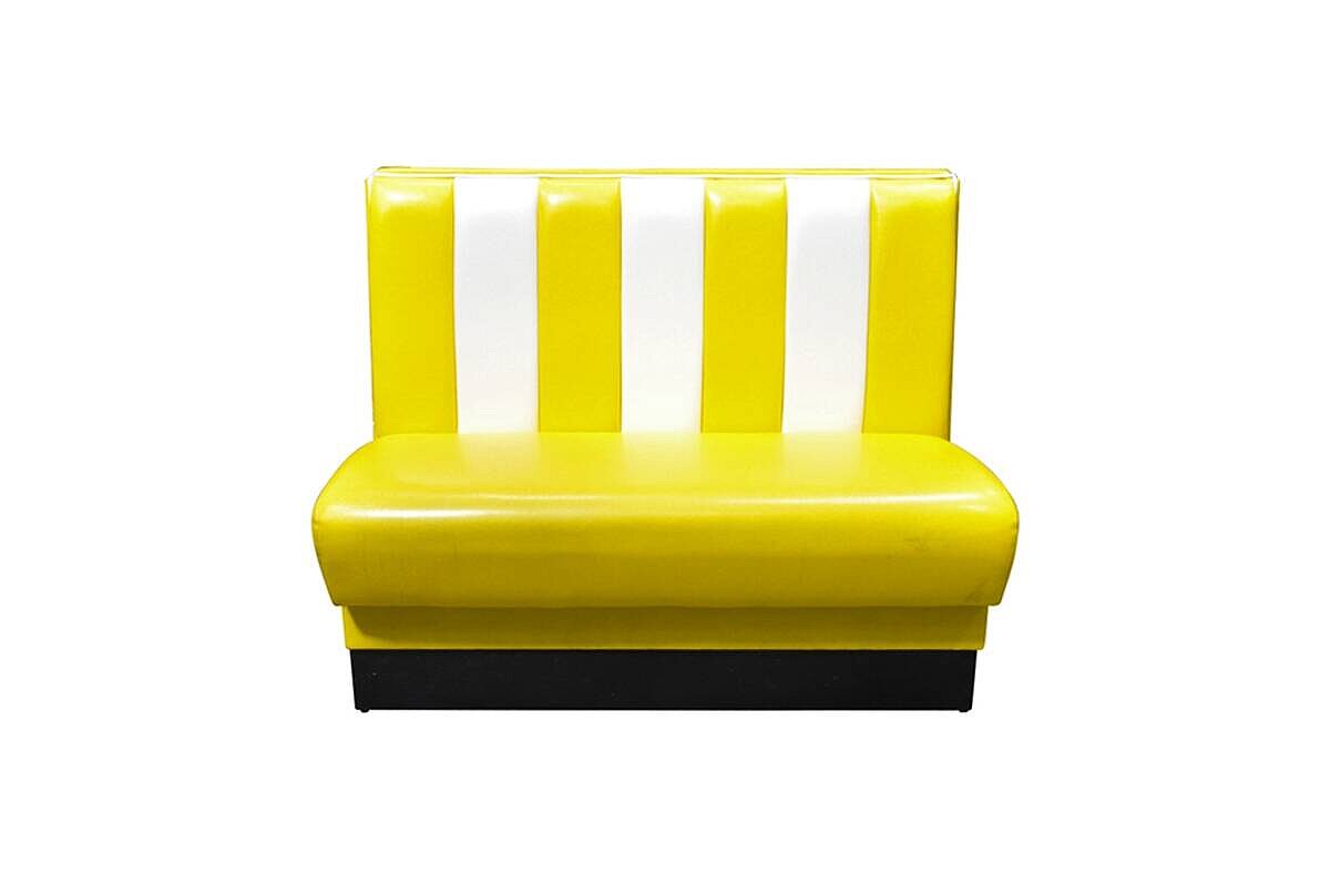 Retro-Lounge-Sofa / Dinerbank / 2-Sitzer / gelb/weiß