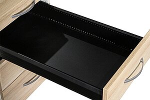 Rollcontainer / Kinnarps 'Ordemo' / weiß / Abdeckplatte/Schubladen graueiche / 80 cm