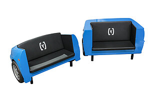 2-tlg. Sitzgruppe 'VW POLO' / blau - NP 9500 EUR