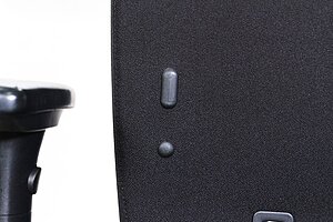 Bürodrehstuhl 'mc-102' in schwarz, Rückenlehne mit Chromband