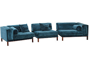 3-tlg. Modulsofa / bolia 'Cosy' / Samtstoff petrol