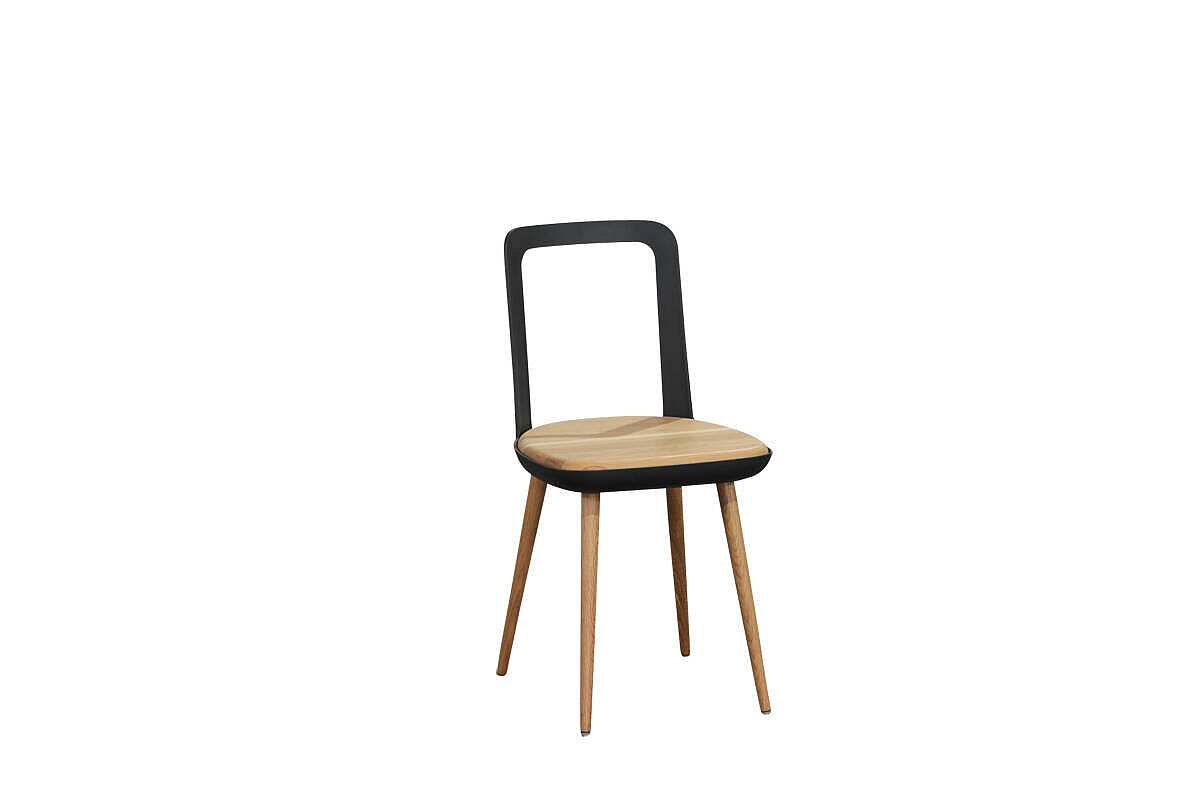 4er Set Besucherstuhl / Wagner 'W-2020 Chair' / eiche geölt / Sitzschale/Rückenlehne schwarz / NP 1788 EUR