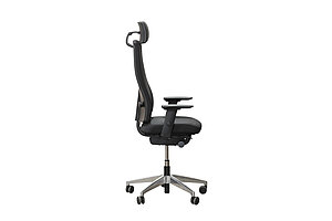 Drehsessel / Chef-Bürodrehstuhl / Interstuhl 'AIMis1' / Kopfstütze Leder / schwarz / Hartbodenrollen - NP 790 EUR