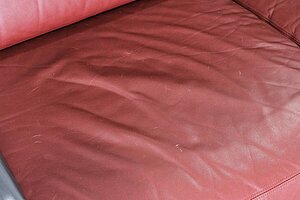 Vintage Sofa / Rosenthal 'Hombre' / 2-Sitzer / Leder weinrot / Gestell anthrazit