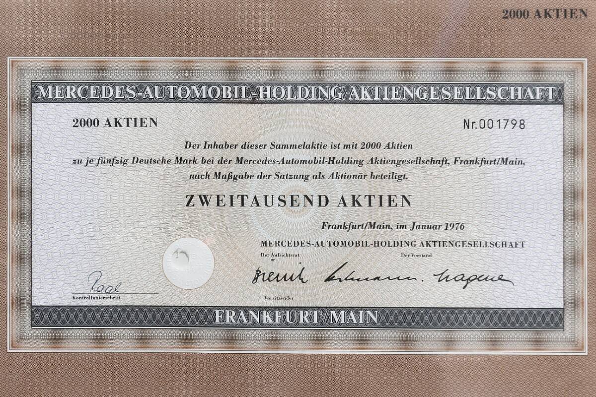 3er Set / Originalaktien / Daimler-Benz / Mercedes