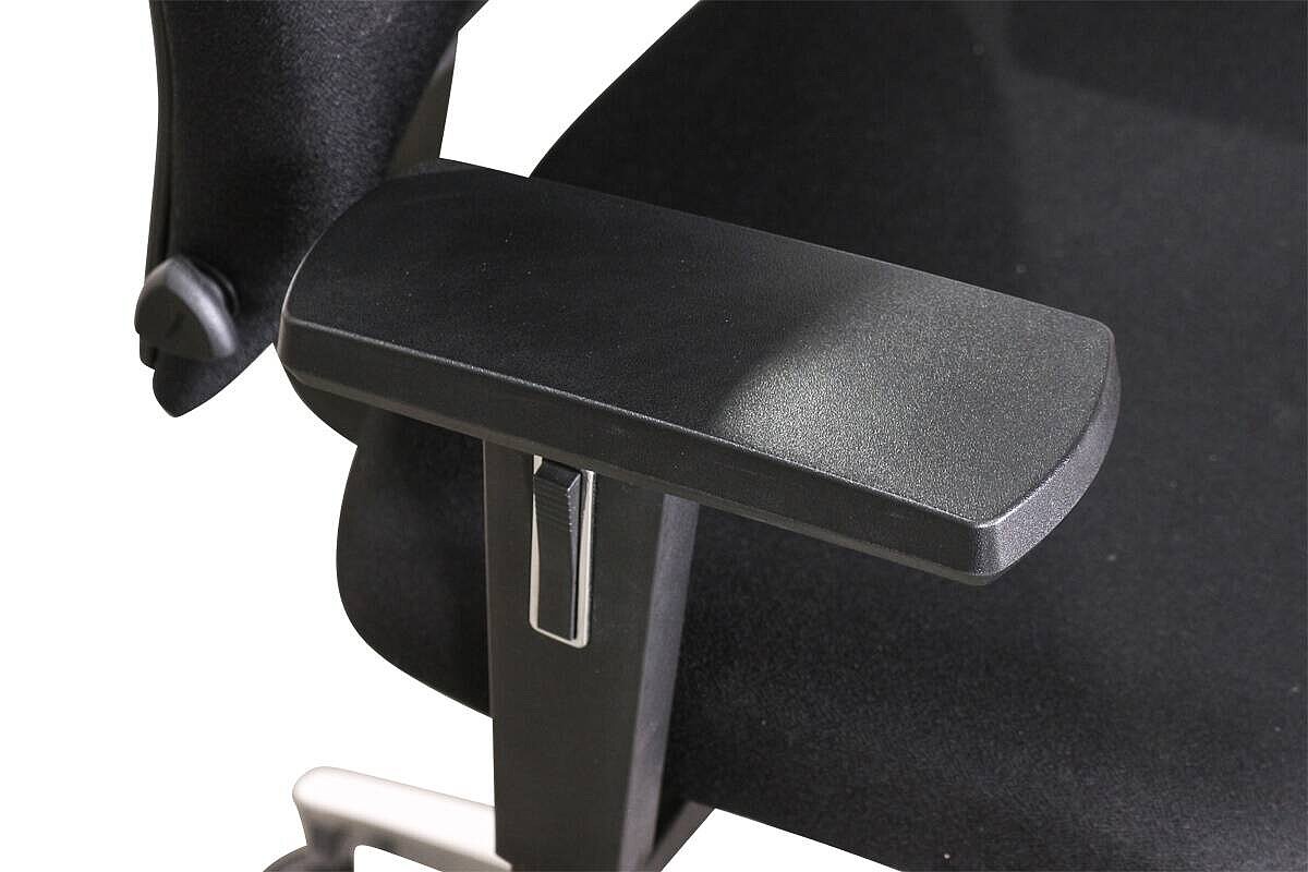 Bürodrehstuhl / Dauphin @Just' / Kopfstütze Leder schwarz / Stoff schwarz / Hartbodenrollen