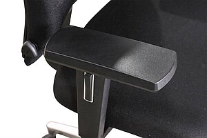 Bürodrehstuhl / Dauphin @Just' / Kopfstütze Leder schwarz / Stoff schwarz / Hartbodenrollen