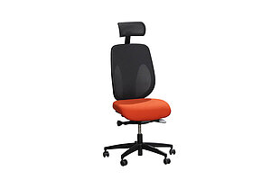 Bürodrehstuhl / Giroflex 'G353' / Netzrücken anthrazit / Sitz Lobster - orange