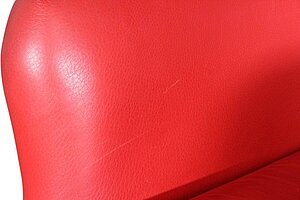 Loungesessel / Ohrensessel / Leder rot / Nackenkissen