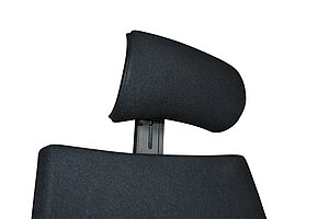 Bürodrehstuhl / Viasit 'F1' / Polsterrücken und Kopfstütze / schwarz / runde Armlehnen