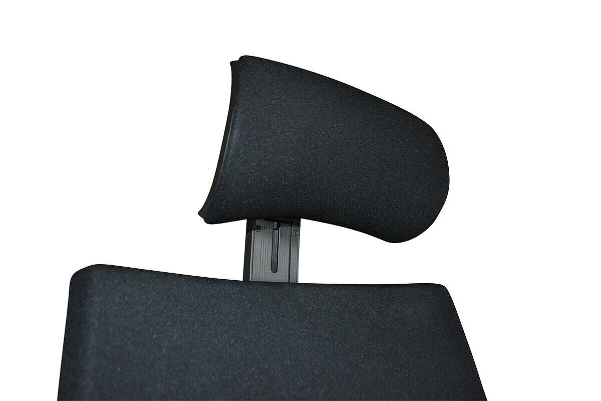 Bürodrehstuhl / Viasit 'F1' / Polsterrücken und Kopfstütze / schwarz / runde Armlehnen