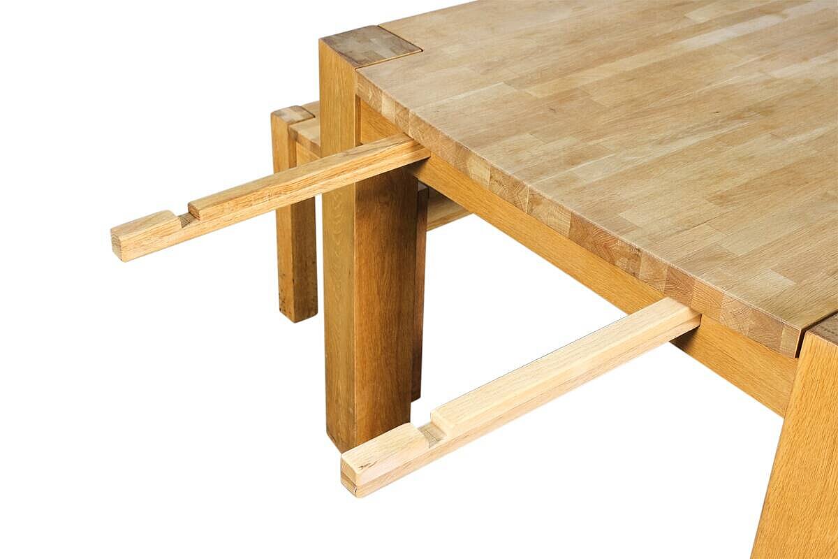 3-tlg. Set / UNIQUE LIVING FURNITURE / eiche / Tisch 200 x 100 cm / 2 Sitzbänke