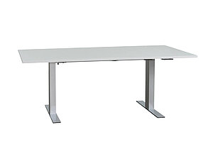 Steh-Sitz-Schreibtisch / Walter Knoll 'Exec-V Desk' / Memory Display / weiß / 200 x 100 cm