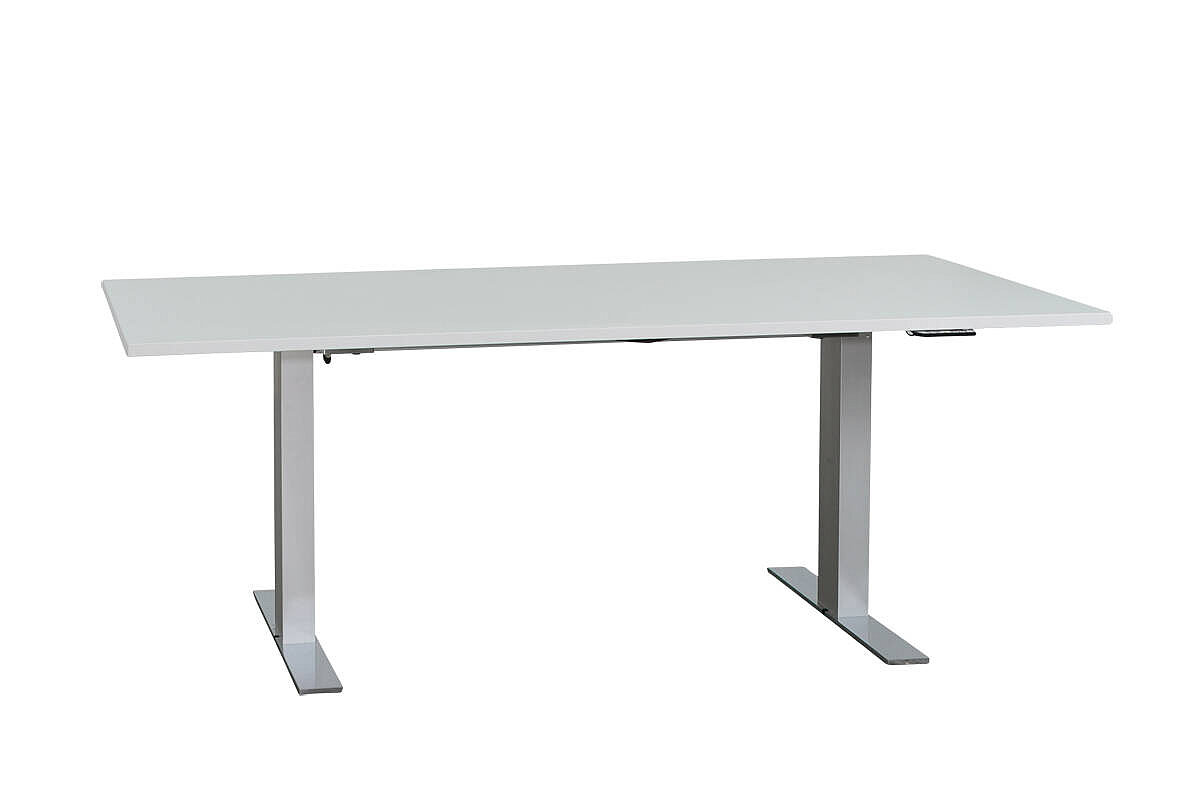 Steh-Sitz-Schreibtisch / Walter Knoll 'Exec-V Desk' / Memory Display / weiß / 200 x 100 cm