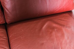 Vintage Sofa / Rosenthal 'Hombre' / 2-Sitzer / Leder weinrot / Gestell anthrazit