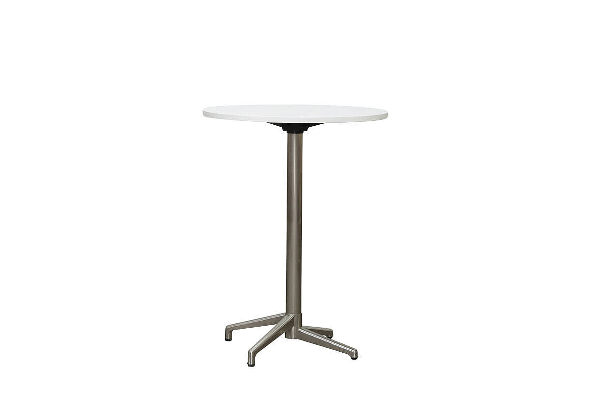Stehtisch / Hochtisch / Bistrotisch / 80 cm Durchmesser / weiß / seitlich klappbare Tischplatte