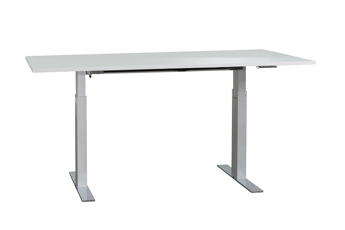 Steh-Sitz-Schreibtisch / Walter Knoll 'Exec-V Desk' / Memory Display / weiß / 200 x 100 cm