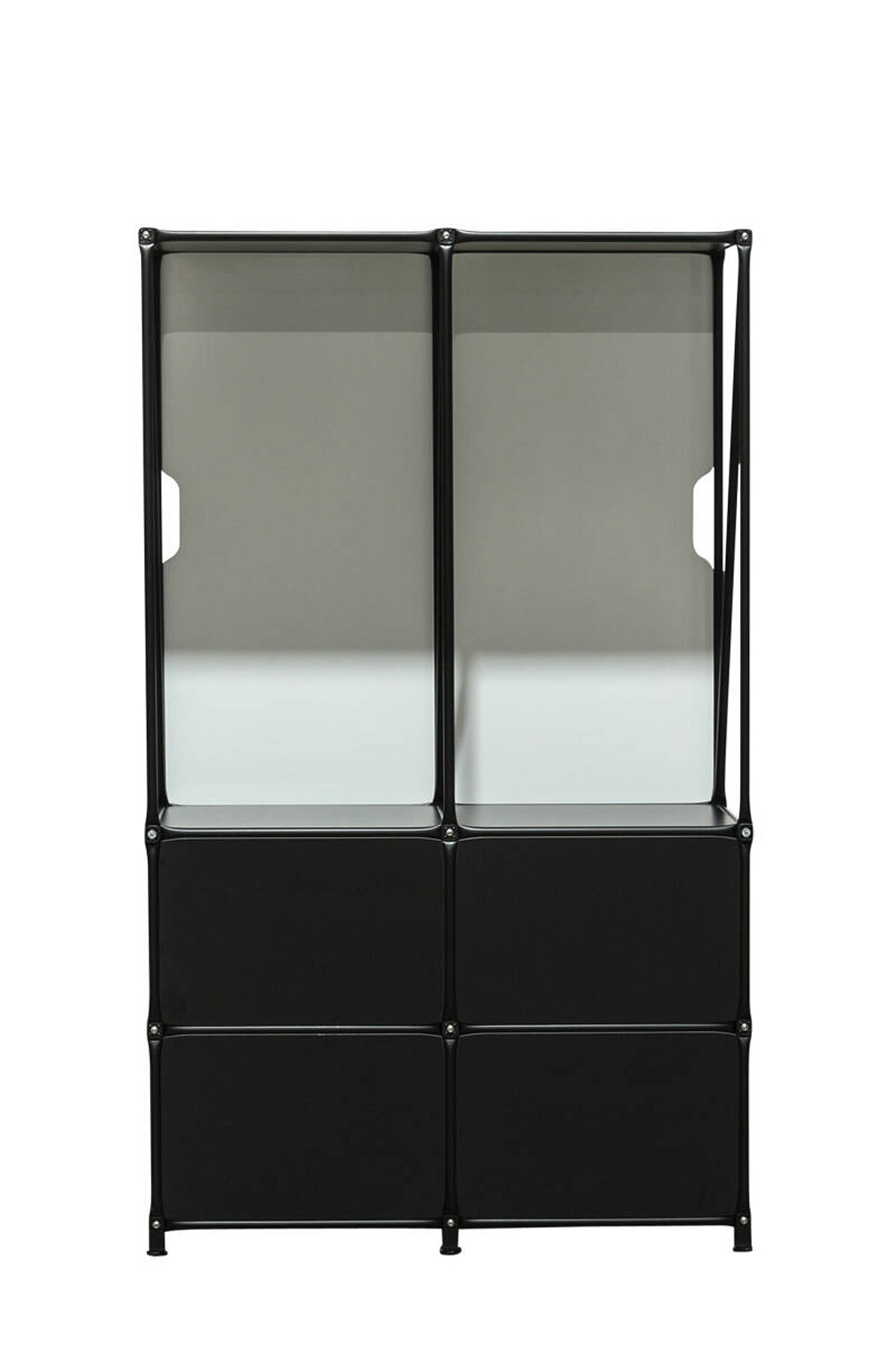 Stauraummöbel / System 180 / schwarz / 2 Ordnerhöhen / Whiteboard