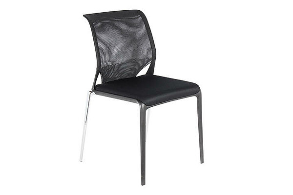 Besucherstuhl / vitra 'MedaSlim' / schwarz/chrom / stapelbar