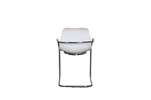 Freischwinger / Brune 'SID' / Sitzschale weiß / Bezug Kunstleder rot