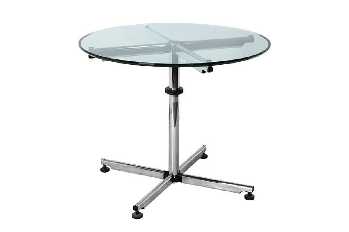 Besprechungstisch / USM 'Kitos' / Glasplatte / 90 cm Durchmesser