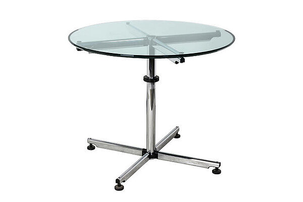 Besprechungstisch / USM 'Kitos' / Glasplatte / 90 cm Durchmesser