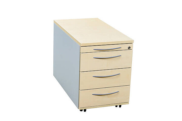 Rollcontainer / König & Neurath / Schubladen / silbergrau/ahorn / 60 cm