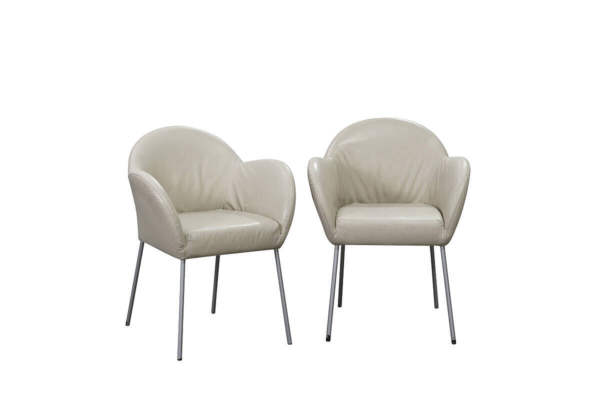 2er Set Besucherstuhl / Gerard van den Berg / Leder beige