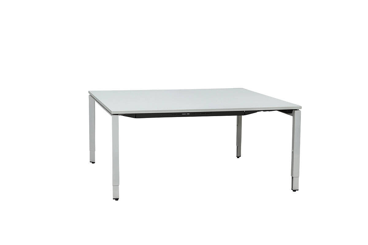 Konferenztisch / Steelcase 'Frame Four' / weiß / 160 x 160 cm / höhenverstellbar