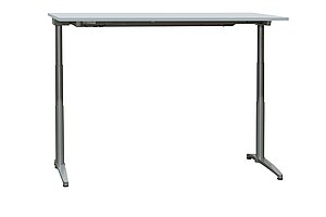 Steh-Sitz-Schreibtisch / Assmann 'Canvaro' / 180 x 80 cm / grau