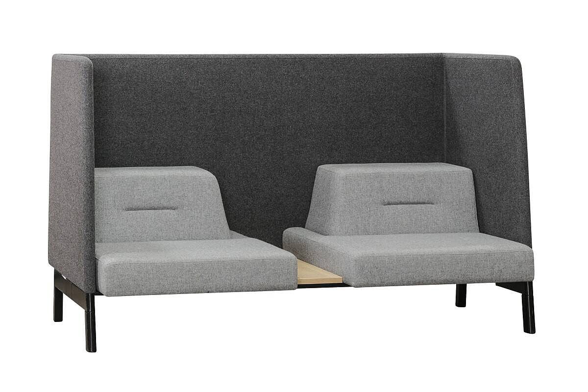 Loungesofa / Ophelis 'Docks' / hellgrau / Einhausung anthrazit / Ablage eiche