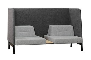 Loungesofa / Ophelis 'Docks' / hellgrau / Einhausung anthrazit / Ablage eiche