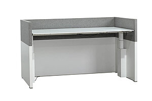 Steh-Sitz-Schreibtisch / Vario 'Conclusion' / 200 x 95 cm / Memory Display / Einhausung