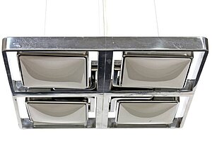 Hängeleuchte / Tobias Grau 'Studio Quattro' / Aluminium poliert / weiß